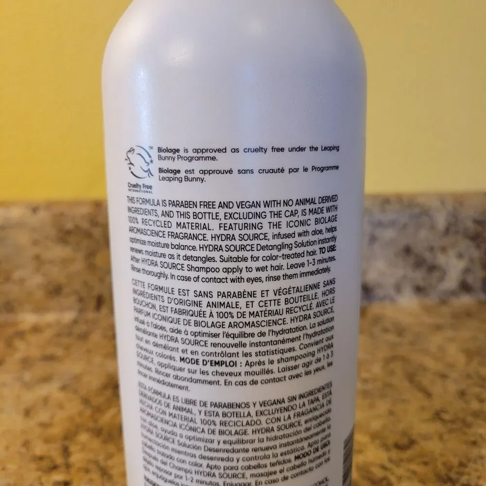 Biolage Hydra Source Detangling Solution 1L 33.8oz for Dry Hair Aloe - 90% Full